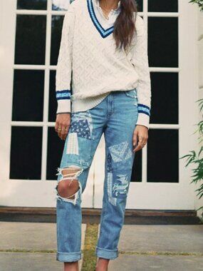 AE Patched Mom Straight Jean